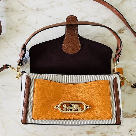 COACH Natural Sunbeam Multi Leather Canvas Mix Jade Shoulder Bag - Picture 7 of 11